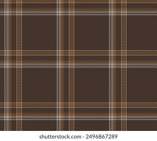 Plaid pattern, brown, white, yellow, seamless for textiles and design clothing, skirts, pants, aprons, tablecloths, blankets or decorative fabrics. Vector illustration.