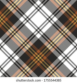 Plaid pattern in brown, yellow, white. Herringbone seamless check plaid vector for blanket, throw, duvet cover, or other modern autumn winter fashion textile design.