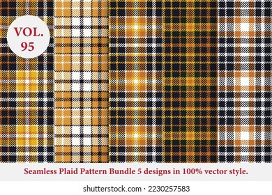 Plaid Pattern Bundle 5 designs Vol.95 Buffalo Vector, Tartan Fabric background wallpaper