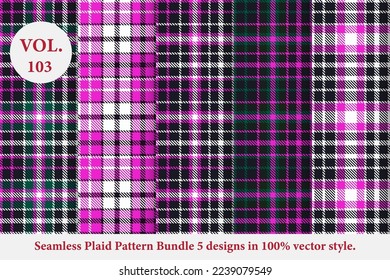 
Plaid Pattern Bundle 5 designs Vol.103 Buffalo Vector, Tartan Fabric background wallpaper