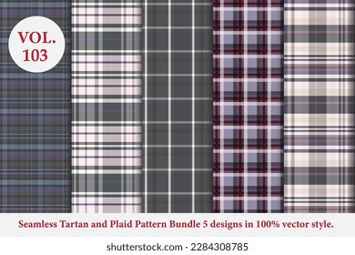 Plaid Pattern Bundle 5 designs Vol.113 Buffalo Vector, Tartan Fabric background wallpaper