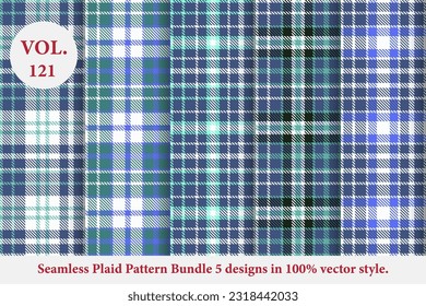 Plaid Pattern Bundle 5 designs Vol.121 Buffalo Vector, Tartan Fabric background wallpaper