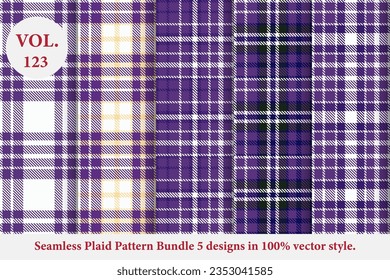 Plaid Pattern Bundle 5 Designs Vol.123 Buffalo Vector, Tartan Stoffhintergrund, Tapete