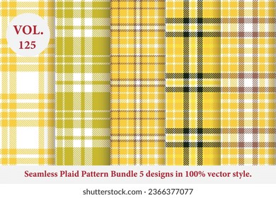 
Plaid Pattern Bundle 5 designs Vol.125 Buffalo Vector, Tartan Fabric background wallpaper