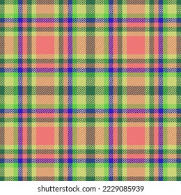 Geplante Musterprüfung. Stoffhintergrund, Textilien. Nahtlose Vektorstruktur Tartan in Grün und Blau.