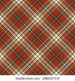 Plaid pattern in cognac brown, gold, beige for autumn winter. Seamless herringbone diagonal Scottish tartan check illustration for flannel shirt, throw, blanket, other modern fashion fabric print.