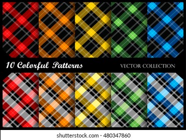 Plaid pattern collection / simple plaid pattern swatches in many colors
