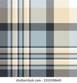 Plaid Muster in Creme, Grau, staubblau und weiß. Überall auf Textur wiederholen.