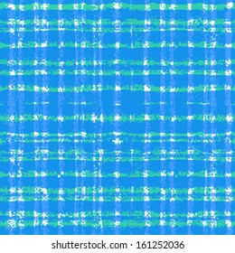 Plaid pattern with crossing and overlapping watercolor lines in blue. Seamless vector texture for web background, print, wallpaper, home decor, spring summer fashion fabric, textile, gift wrappings