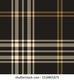 Plaid pattern. Dark herringbone vector tartan check plaid background texture in grey and gold for flannel shirt, blanket, throw, duvet cover, or other modern classic textile design.