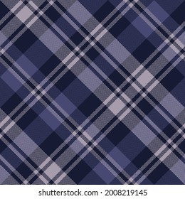 Plaid pattern in dark purple. Seamless asymmetric large herringbone tartan check vector for flannel shirt, blanket, duvet cover, throw, other modern spring autumn winter fashion textile design.