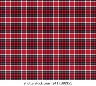 Plaid pattern, dark red, black, white, seamless background for textile. Design of clothes, skirts, pants or decorations. Vector illustration.