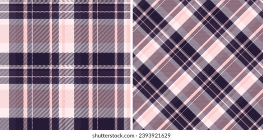 Plaid pattern fabric of check background tartan with a textile vector texture seamless set in vintage colors.