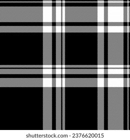 Plaid pattern fabric of check textile texture with a background seamless tartan vector in black and white colors.