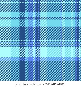 Plaid-Muster Gewebe aus Tartan-Textur mit einem durchgängigen Vektorhintergrund in Blau- und Zyantönen.