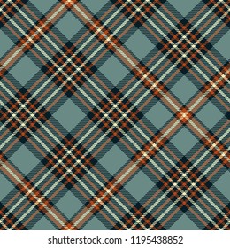 Plaid pattern in faded blue, sienna red, dark navy and cream.