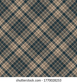 Plaid pattern fashion vector. Herringbone tartan seamless check plaid in brown for womenswear dress, skirt, or other modern autumn winter textile print. Tweed wool fabric imitation.