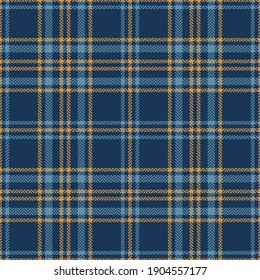 Plaid pattern flannel in blue and gold yellow. Tartan herringbone textured seamless summer autumn winter classic check background for modern shirt, skirt, gift wrapping, dress, skirt, tablecloth.