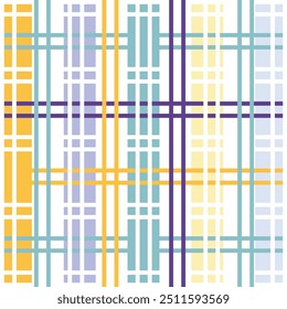 Plaid pattern gingham check vector in pastel blue, yellow, white, picnic blanket, oilcloth,and designs.Gorgeous seamless pattern design for decorating, wallpaper, wrapping paper, fabric, and backdrop.