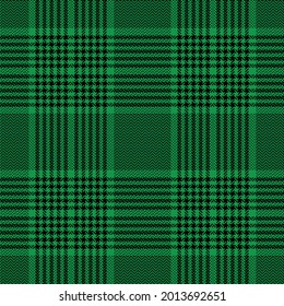 Plaid pattern glen in black and green for Christmas. Seamless herringbone textured tweed tartan check vector for flannel shirt, blanket, other modern spring autumn winter fashion textile design.
