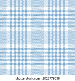 Plaid pattern glen in blue and white for spring summer autumn winter. Seamless herringbone textured tweed tartan check plaid vector for flannel shirt, trousers, jacket, other modern fashion fabrics.