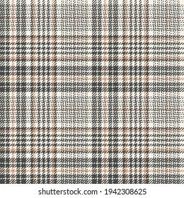 Plaid pattern glen check in grey and beige. Houndstooth abstract tartan tweed vector for shirt, dress, skirt, trousers, throw, coat, jacket, other modern spring autumn winter fashion fabric design.