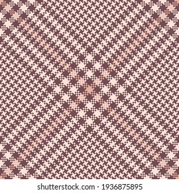 Plaid pattern glen in rosy pink. Seamless light tweed check pixel textured tartan background vector for jacket, skirt, coat, dress, other spring summer autumn womenswear fashion fabric design.