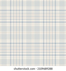 Plaid pattern glen in soft blue and beige. Seamless pale cashmere tweed illustration vector graphic for dress, jacket, skirt, blanket, throw, other modern spring autumn winter textile print.