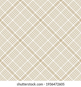 Plaid pattern glen spring in beige and white. Seamless light abstract tweed check background vector graphic for spring autumn jacket, coat, skirt, other everyday casual fashion fabric design.