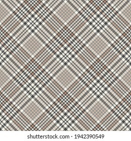 Plaid pattern glen texture in grey and beige. Seamless tweed tartan background vector graphic design for spring autumn skirt, blanket, throw, other modern everyday casual fashion fabric print.