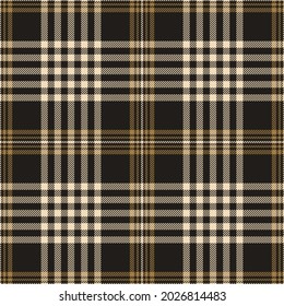 Plaid pattern in gold brown, black, beige for autumn winter. Seamless dark tartan check graphic vector for flannel shirt, blanket, duvet cover, throw, other modern fashion textile print.