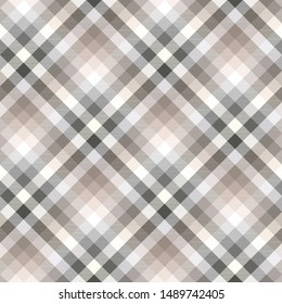 Plaid pattern in gray, black, beige, cream and taupe. All over fabric texture print.