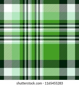 Plaid pattern in green, black and white