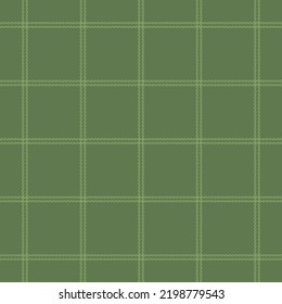 Plaid pattern in green with double lines. Simple thin dark tartan vector illustration for flannel shirt, skirt, jacket, coat, dress, trousers. Fashion fabric print. 