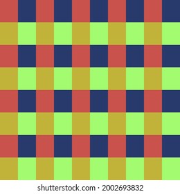 Plaid pattern. Green, red, blue and orange squares make plaid wallpaper.