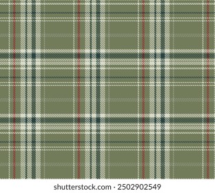 Plaid pattern, green, white, red, seamless for textiles and design clothing, skirts, pants, aprons, tablecloths, blankets or decorative fabrics. Vector illustration.