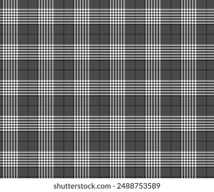 Plaid pattern, grey, black, white, seamless for textiles and design clothing, skirts, pants, aprons, tablecloths, blankets or decorative fabrics. Vector illustration.