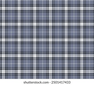 Patrón de cuadros, gris, negro, blanco, sin costuras para textiles y ropa de diseño, faldas, pantalones, delantales, manteles, mantas o telas decorativas. Ilustración vectorial.