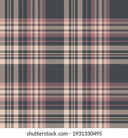 Plaid pattern in grey, pink, beige. Textured seamless check plaid background graphic for flannel shirt, skirt, blanket, throw, other modern spring summer autumn winter everyday fashion textile print.
