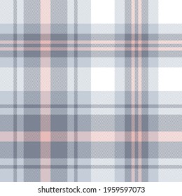 Plaid pattern in grey, pink, white for scarf, blanket, duvet cover. Seamless classic herringbone textured classic tartan check graphic vector for modern spring autumn winter fashion fabric design.