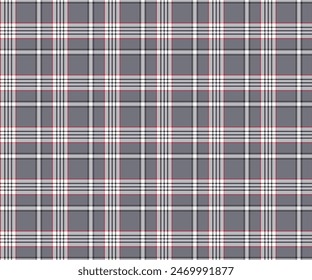 Plaid Muster, grau, weiß, schwarz, rot, nahtlos für Textilien, und Designs unverwechselbaren Hemden, Röcke, Hosen oder dekorative Stoffe. Vektorillustration.