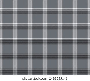 Plaid pattern, grey, white, black, seamless for textiles and design clothing, skirts, pants, aprons, tablecloths, blankets or decorative fabrics. Vector illustration.