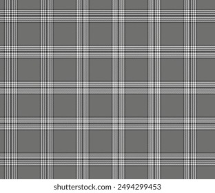 Plaid pattern, grey, white, black, seamless for textiles and design clothing, skirts, pants, aprons, tablecloths, blankets or decorative fabrics. Vector illustration.