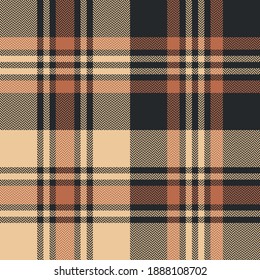 Plaid pattern herringbone background in orange, beige, brown. Seamless autumn winter tartan check plaid graphic for flannel shirt, blanket, throw, skirt, or other modern fashion print.