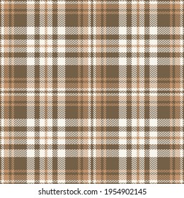 Plaid pattern herringbone in beige and brown. Seamless textured classic tartan graphic vector for spring summer autumn winter flannel shirt, skirt, scarf, throw, other modern fashion textile print.