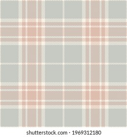 Plaid pattern herringbone texture in grey, pink, beige. Seamless classic spring autumn winter soft pale tartan check vector for flannel shirt, scarf, shawl, other modern fashion textile print.