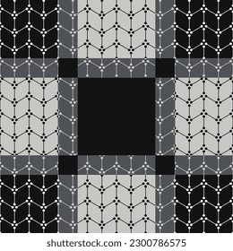 plaid pattern with lines and dot embroidery pattern, texture fashion artwork for print, geometric boutique background, fabric, textile design, shirt, clothes, scarf, shawl, carpet, bag