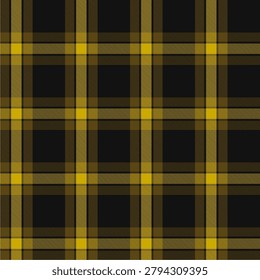 Plaid pattern in mustard yellow, black, and dark olive brown tones
