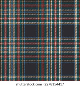 Plaid pattern navy blue green red for textile wallpaper seamless background.Vector illustration.