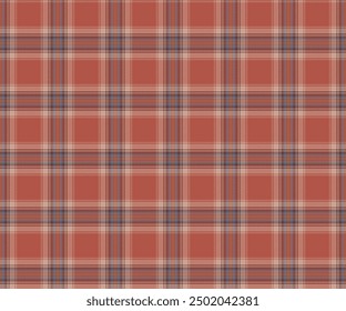 Plaid pattern, orange, brown, blue, seamless for textiles and design clothing, skirts, pants, aprons, tablecloths, blankets or decorative fabrics. Vector illustration.